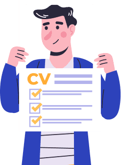 Illustration of a job seeker holding a CV checklist