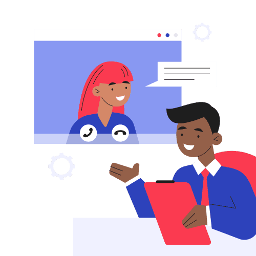 Illustration of a video interview practice session